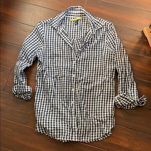 Navy Gingham button down blouse